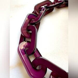 Long chunky epoxy resin necklace in Aubergine